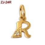 Złota zawieszka literka z cyrkonią "R"