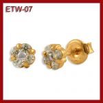 Złote kolczyki kwiatki z cyrkoniami